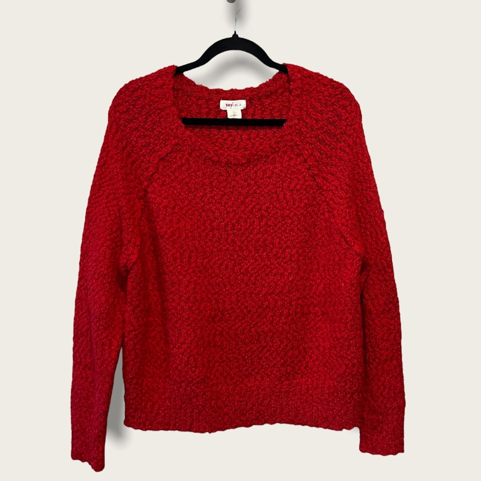 Yes Lola Red Popcorn Pullover Sweater Size L